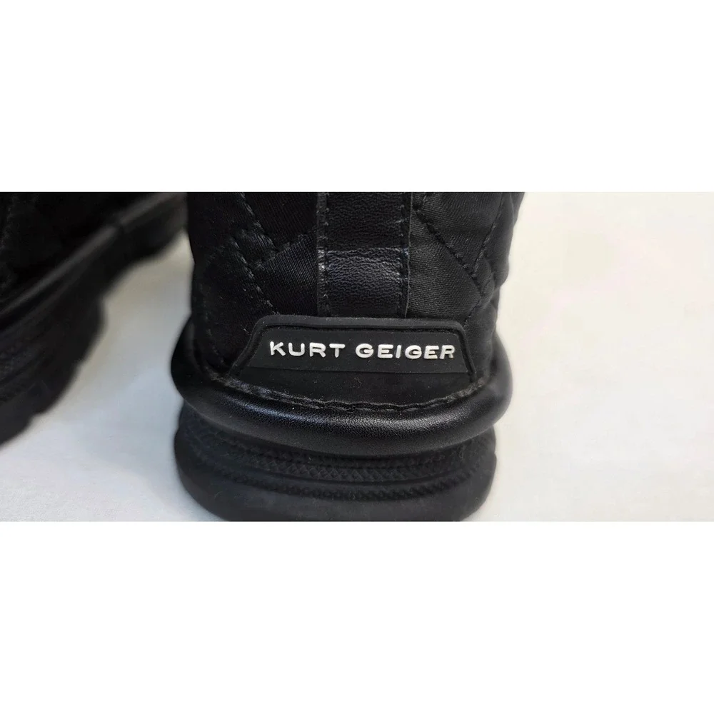 Kurt Geiger Mini Orson Puffer Bootie Black Quilted Faux Fur Winter Boots Kids 34